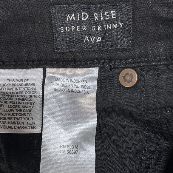 Lucky Brand Jeans Womens Sz 0/25 Black Ava Mid Rise Super Skinny Denim 26x27 - Picture 12 of 15